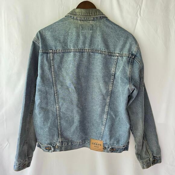 Vintage Chaps Blue Jean Denim Jacket Mens M 100% Cotton Y2K Grunge Streetwear - Picture 13 of 13